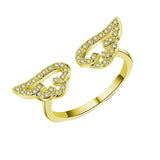 925 Sterling Silver CZ Angel Wing Open Ring - 3 Colours