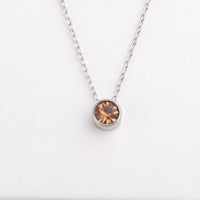 Stainless Steel Round Birthstone Pendant Necklace - 2 Colours - 12 Options