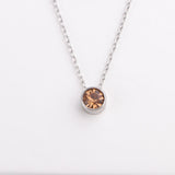 Stainless Steel Round Birthstone Pendant Necklace - 2 Colours - 12 Options