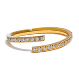 Stainless Steel Cubic Zirconia Open Ring - 2 Colours
