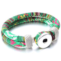 18mm Printed Rope or Plain Leather Snap Bracelet - 41 Options