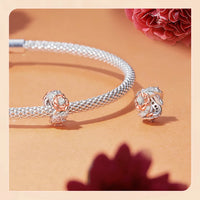 925 Sterling Silver Rose Gold Accent Twisted Rose Bead Charm