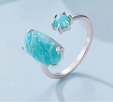 Fashion Amazonite Aquamarine Open Ring