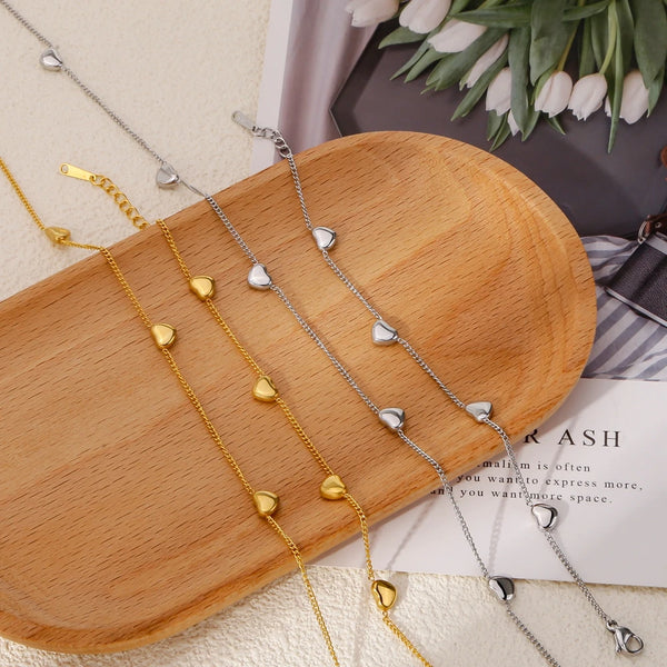 Stainless Steel Heart Necklace or Bracelet - 2 Colours