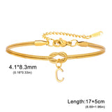 Stainless Steel Initial Love Knot Double Snake Chain Bracelet - 2 Colours - 26 Letters