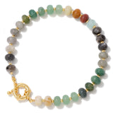 Natural Stone Rondelle Bead Bracelet - 5 Options