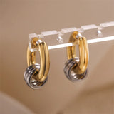 Stainless Steel Three Ring Huggy Hoop Earrings - 2 Options