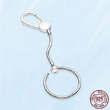 925 Sterling Silver O Pendant Keyring - 4 Options