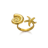 Stainless Steel Sea Themed Gold Coloured Adjustable Ring - 30 Options