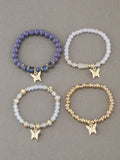 4Pcs Butterfly Beaded Bracelet Set - 7 Colours
