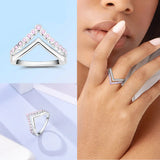 925 Sterling Silver Pink CZ Wishbone Ring