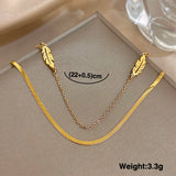 Fashion Stainless Steel Gold Leaves Double Layer Anklet