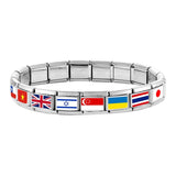 Stainless Steel World National Flag Italian Charm - 18 Options