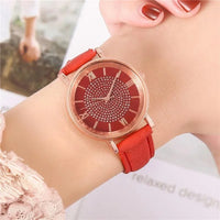 Rhinestone Detail Leather Watch - 8 Colours