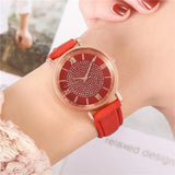Rhinestone Detail Leather Watch - 8 Colours