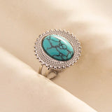 Stainless Steel Turquoise Colour Open Ring - 56 Options