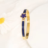 Stainless Steel Enamel Flower Gold Colour Bangle - 6 Colours