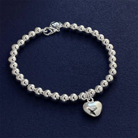 925 Sterling Silver Beaded Heart Bracelet