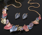 Statement Leaf Necklace and Earrings Set - 6 Colours