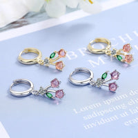 925 Sterling Silver Cherry Hoop Earrings - 2 Colours