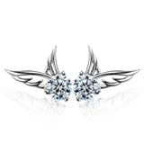 925 Sterling Silver Wings Cubic Zirconia Stud Earrings
