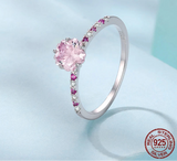 925 Sterling Silver Sakura Cut Pink Cubic Zirconia Ring