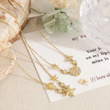 Stainless Steel Gold Plated Beach Themed Necklace - 2 Options
