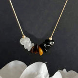 Fashion Moonstone Tiger Eye Black Agate Necklace