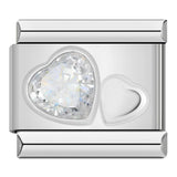 Stainless Steel Two Heart CZ Italian Charm - 9 Options
