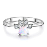 Fashion Created Opal/CZ Paw Ring - 3 Colours