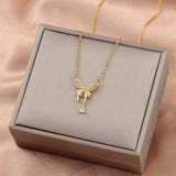 Fashion Stainless Steel Gold Colour Butterfly Pendant Necklace - 6 Options