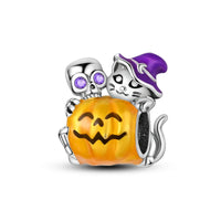 925 Sterling Silver Peek a Boo Glow in The Dark Pumpkin Charm