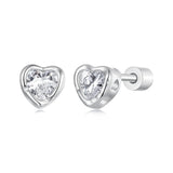 925 Sterling Silver Simple CZ Small Ball/Flat Back Studs - 12 Options