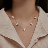 925 Sterling Silver 5 Hearts Studded Necklace - 4 Options