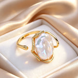 Fashion Natural Freshwater Baroque Pearl Adjustable Ring - 4 Options