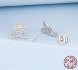 925 Sterling Silver Celtic Trinity Knot CZ Earrings
