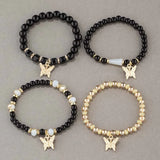 4Pcs Butterfly Beaded Bracelet Set - 7 Colours