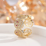 Fashion Smiley Face CZ Open Ring - 9 Options