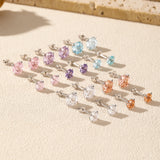 925 Sterling Silver Rose Cut Cubic Zirconia Stud Earrings - 10 Colours