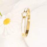 Stainless Steel Enamel Flower Gold Colour Bangle - 6 Colours