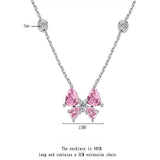 925 Sterling Silver Sweet Pink Bow CZ Necklace