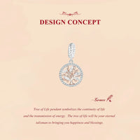 925 Sterling Silver Rose Gold Accent Tree of Life Hanging Charm