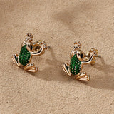 Fashion Natural Agate Semi-Precious Frog Studs