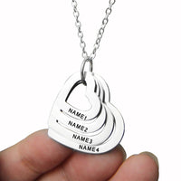 Customised Stainless Steel Engraved Name Hearts Necklace - 1 to 4 names