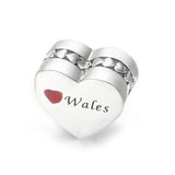 925 Sterling Silver Wales England Scotland Heart Charm