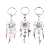 Natural Stone Bohemian Dreamcatcher Alloy Keyring - 3 Colours