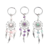 Natural Stone Bohemian Dreamcatcher Alloy Keyring - 3 Colours