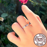 925 Sterling Silver Dainty Purple&White CZ Heart Ring
