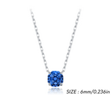925 Sterling Silver Rose Cut Royal Blue CZ Octagon Necklace - 2 Options