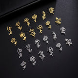 Stainless Steel Birth Flower Necklace - 2 Colours - 12 Options